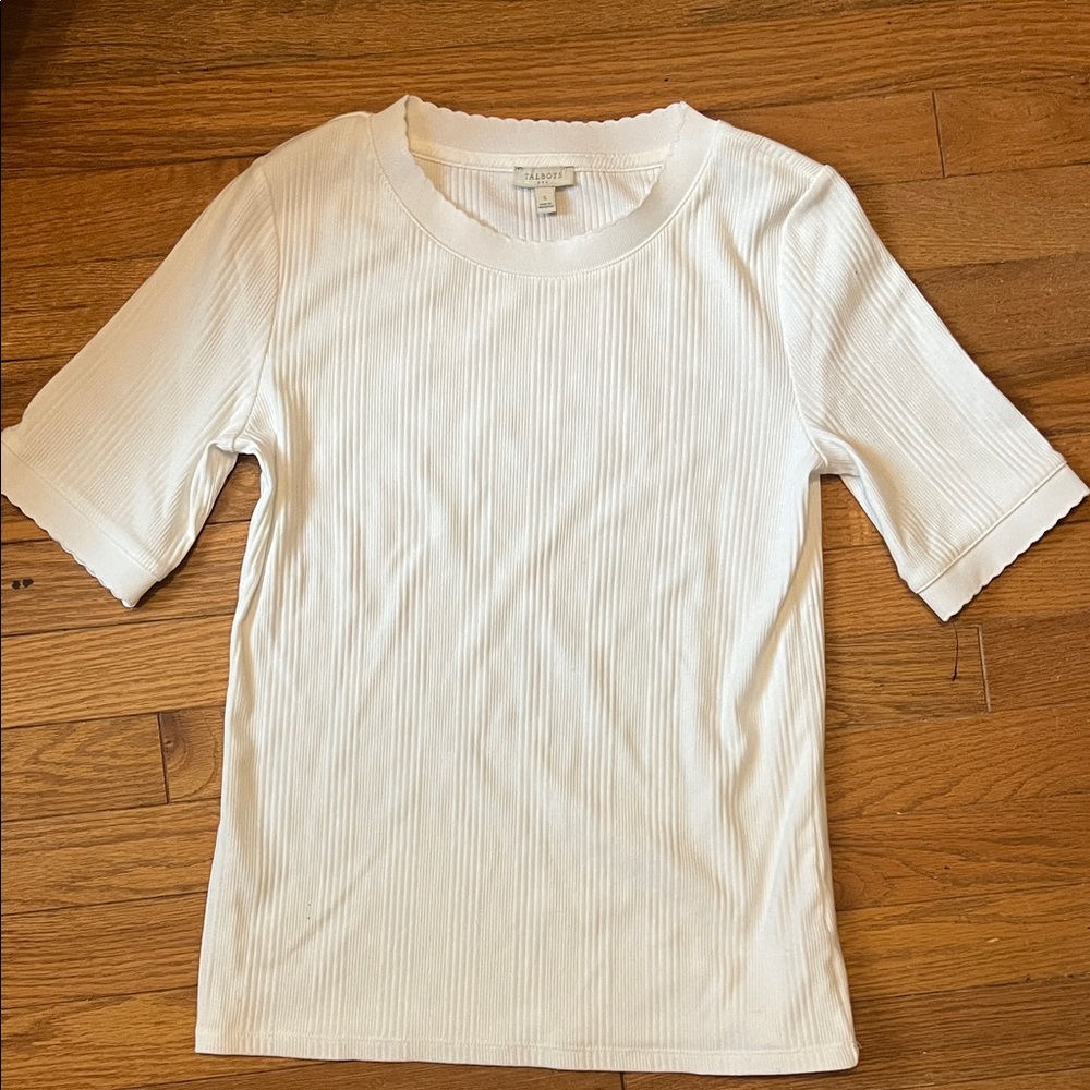 Talbots Ivory Ribbed Knit Top